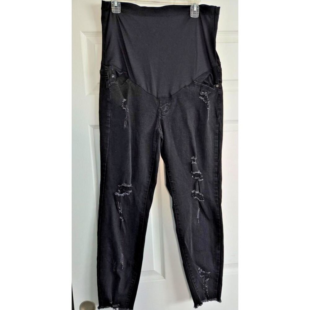 Pink Blush Maternity Jeans Black Skinny Full Panel Stretch size 32